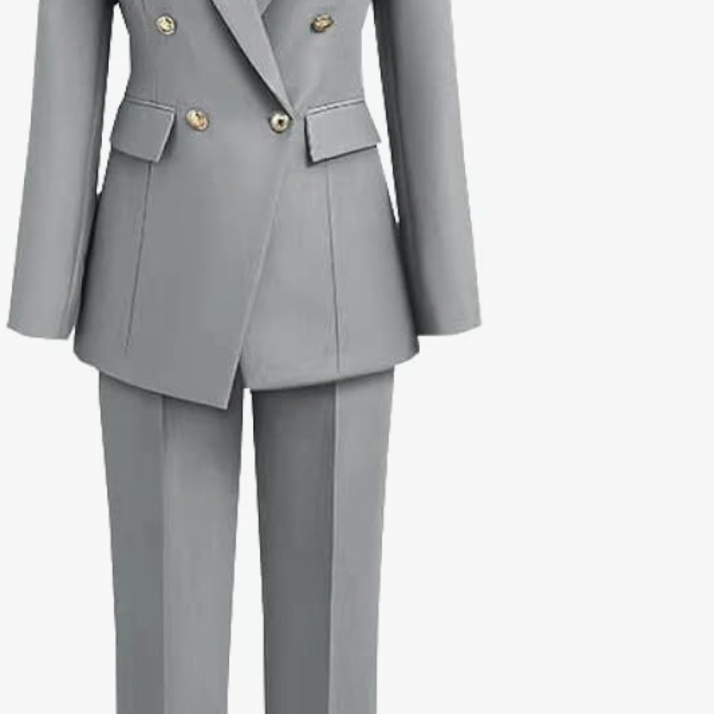 Gray Professional Pantsuit with Tailored Fit